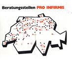 Illustration tirée du rapport annuel de 1976 : Les services de consultation et les directions cantonales de Pro Infirmis dans toute la Suisse.
