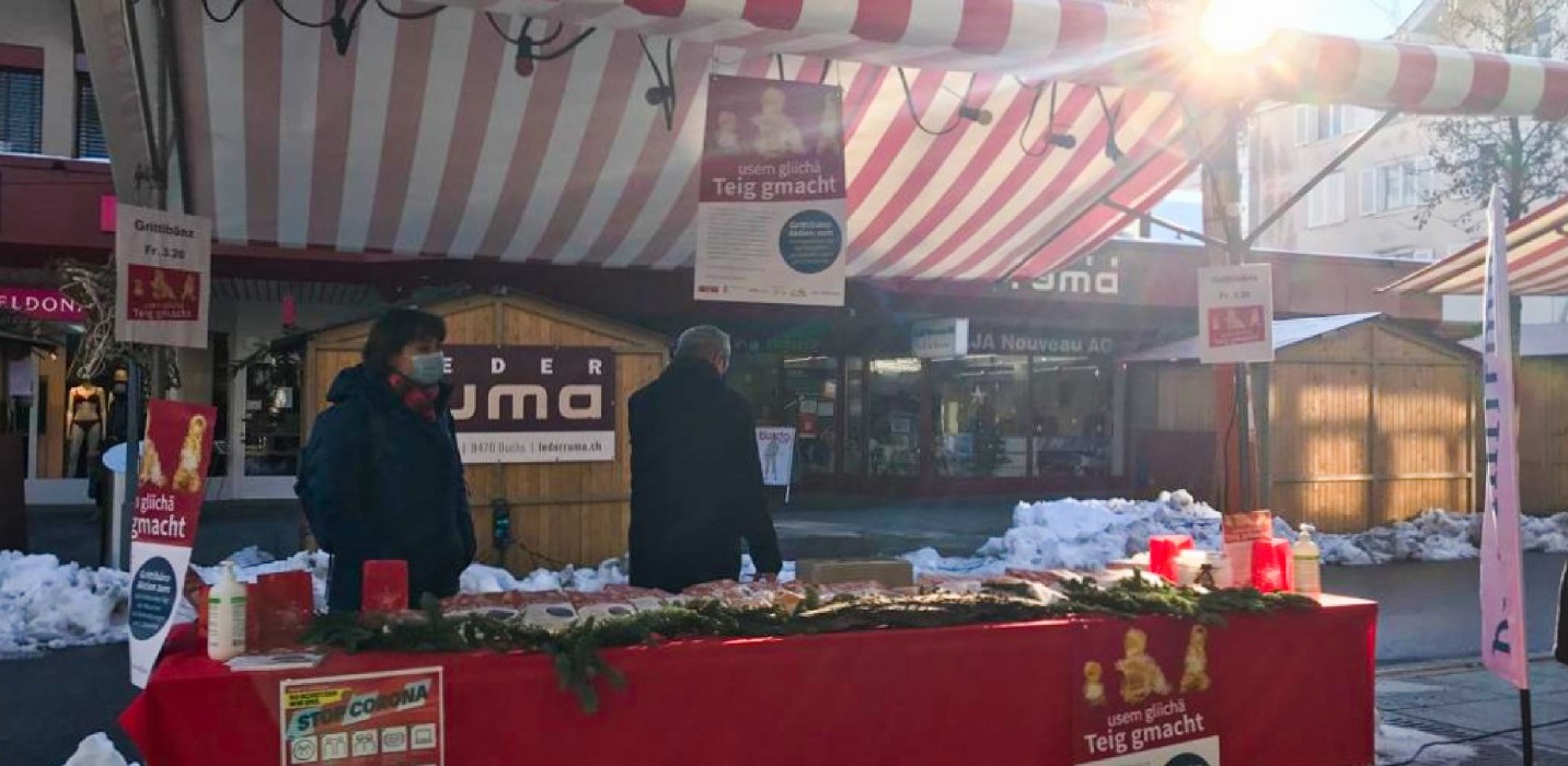 Stand am Weihnachtsmarkt in Chur